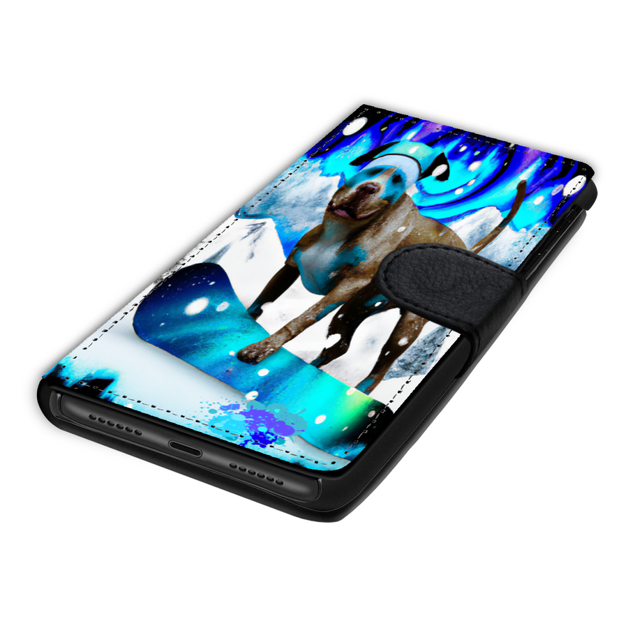 Pitbull Lover's Protective Phone Wallet, Custom Art Design, Gift. Large and Smaller Phones
