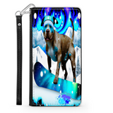 Pitbull Lover's Protective Phone Wallet, Custom Art Design, Gift. Large and Smaller Phones