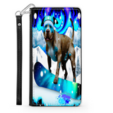 Pitbull Lover's Protective Phone Wallet, Custom Art Design, Gift. Large and Smaller Phones