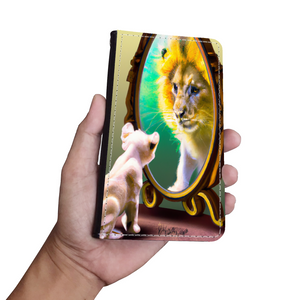 Self-Image is Everything Kitten Sees a Lion, Protective Phone Wallet, Imagination Creation