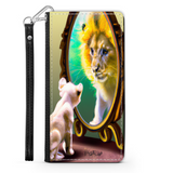 Self-Image is Everything Kitten Sees a Lion, Protective Phone Wallet, Imagination Creation