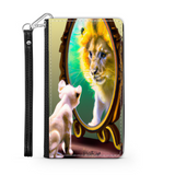 Self-Image is Everything Kitten Sees a Lion, Protective Phone Wallet, Imagination Creation