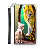 Self-Image is Everything Kitten Sees a Lion, Protective Phone Wallet, Imagination Creation