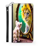 Self-Image is Everything Kitten Sees a Lion, Protective Phone Wallet, Imagination Creation