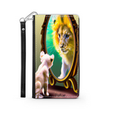Self-Image is Everything Kitten Sees a Lion, Protective Phone Wallet, Imagination Creation