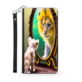 Self-Image is Everything Kitten Sees a Lion, Protective Phone Wallet, Imagination Creation