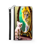 Self-Image is Everything Kitten Sees a Lion, Protective Phone Wallet, Imagination Creation