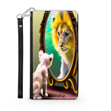 Self-Image is Everything Kitten Sees a Lion, Protective Phone Wallet, Imagination Creation