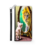 Self-Image is Everything Kitten Sees a Lion, Protective Phone Wallet, Imagination Creation