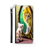 Self-Image is Everything Kitten Sees a Lion, Protective Phone Wallet, Imagination Creation