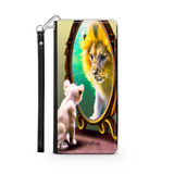 Self-Image is Everything Kitten Sees a Lion, Protective Phone Wallet, Imagination Creation