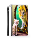 Self-Image is Everything Kitten Sees a Lion, Protective Phone Wallet, Imagination Creation