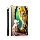 Self-Image is Everything Kitten Sees a Lion, Protective Phone Wallet, Imagination Creation