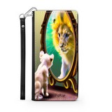 Self-Image is Everything Kitten Sees a Lion, Protective Phone Wallet, Imagination Creation
