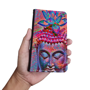 Colorful Buddha with Lotus, Protective Phone Wallet, Spiritual Art Design, Gift