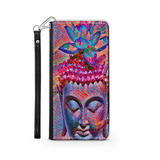 Colorful Buddha with Lotus, Protective Phone Wallet, Spiritual Art Design, Gift
