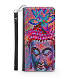 Colorful Buddha with Lotus, Protective Phone Wallet, Spiritual Art Design, Gift