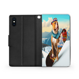 Pitbull Lover's Protective Phone Wallet, Custom Art Design, Gift. Large and Smaller Phones