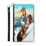 Pitbull Lover's Protective Phone Wallet, Custom Art Design, Gift. Large and Smaller Phones