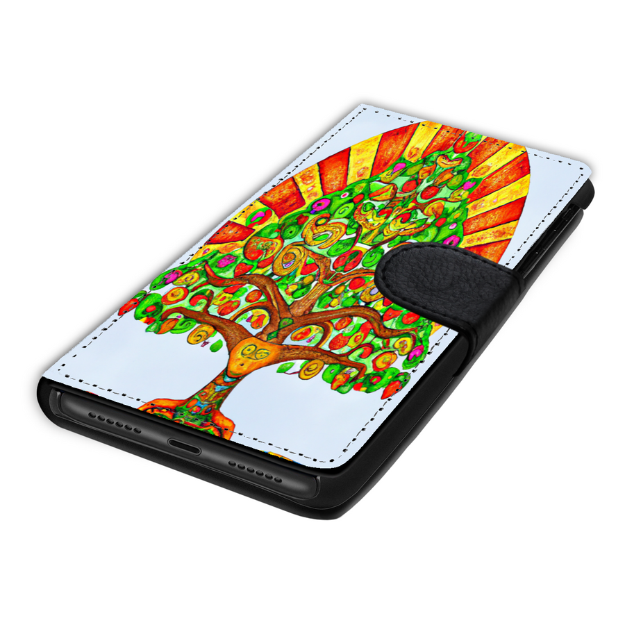 Colorful Tree of Life Custom Art Design Protective Phone Wallet Mexico Style