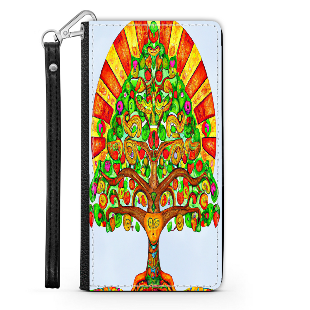 Colorful Tree of Life Custom Art Design Protective Phone Wallet Mexico Style