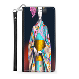 Geisha with Floral Kimono Phone Wallet Custom Art Design Gift