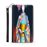 Geisha with Floral Kimono Phone Wallet Custom Art Design Gift
