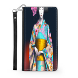 Geisha with Floral Kimono Phone Wallet Custom Art Design Gift