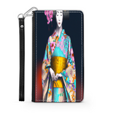 Geisha with Floral Kimono Phone Wallet Custom Art Design Gift