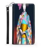 Geisha with Floral Kimono Phone Wallet Custom Art Design Gift