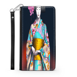Geisha with Floral Kimono Phone Wallet Custom Art Design Gift