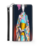 Geisha with Floral Kimono Phone Wallet Custom Art Design Gift