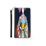 Geisha with Floral Kimono Phone Wallet Custom Art Design Gift