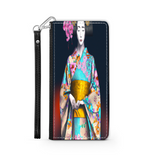 Geisha with Floral Kimono Phone Wallet Custom Art Design Gift