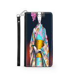 Geisha with Floral Kimono Phone Wallet Custom Art Design Gift