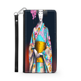 Geisha with Floral Kimono Phone Wallet Custom Art Design Gift