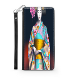 Geisha with Floral Kimono Phone Wallet Custom Art Design Gift