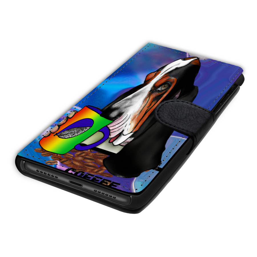 A Basset Hound Having a Coffee Break From Work Custom Art Design