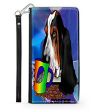 A Basset Hound Having a Coffee Break From Work Custom Art Design
