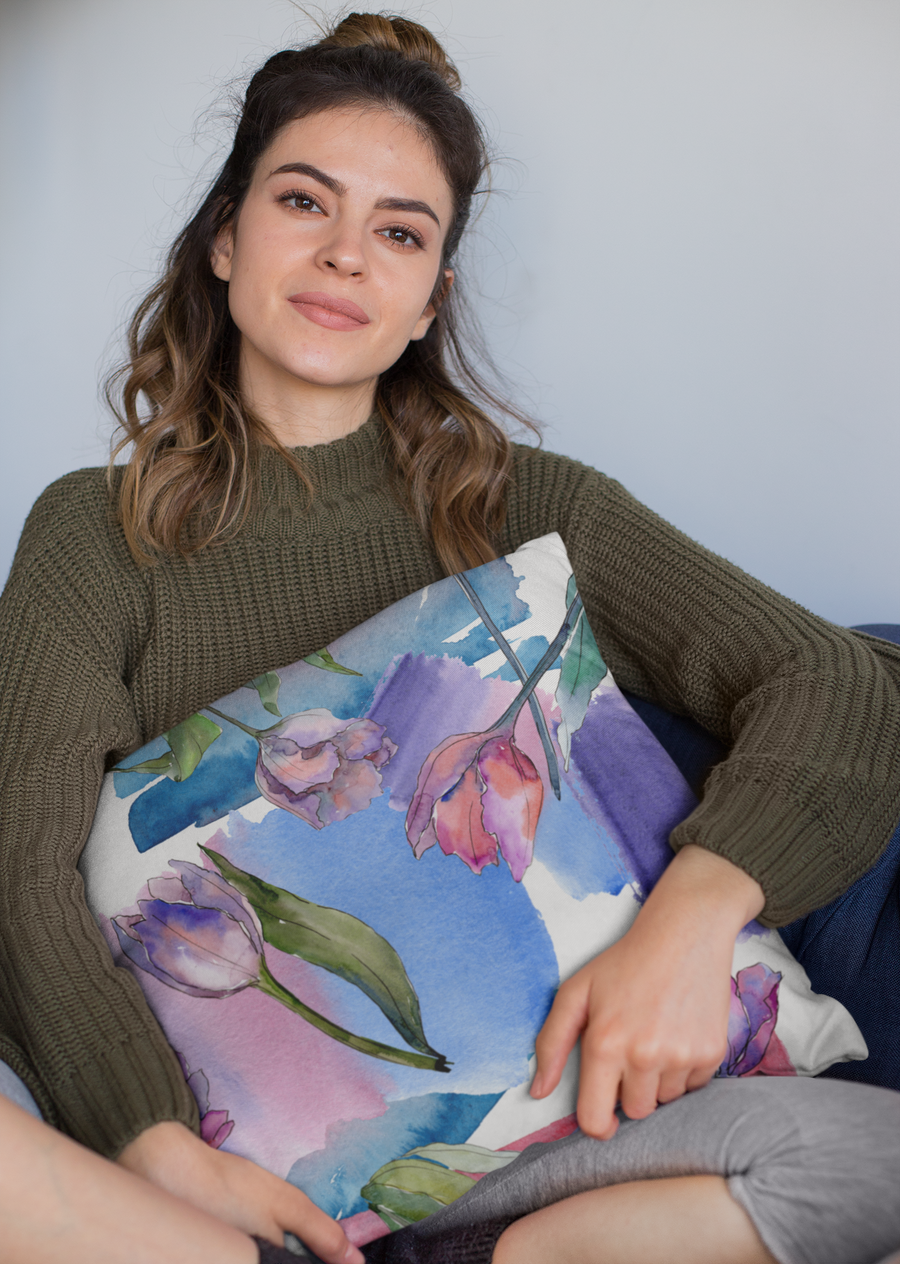 Watercolor Art Spring Tulips