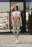 High Waisted Yoga Leggings Berries And Leaves
